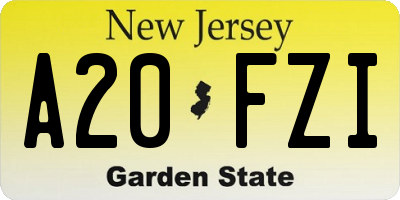 NJ license plate A20FZI
