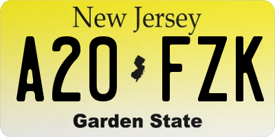 NJ license plate A20FZK