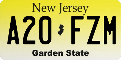 NJ license plate A20FZM