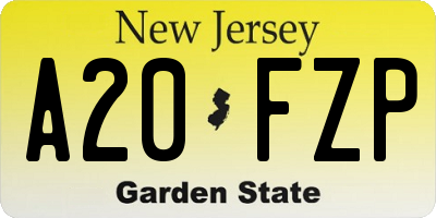 NJ license plate A20FZP