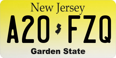 NJ license plate A20FZQ