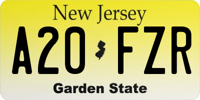 NJ license plate A20FZR