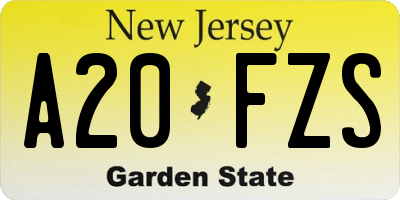 NJ license plate A20FZS