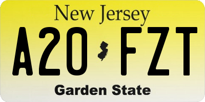 NJ license plate A20FZT