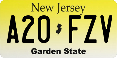 NJ license plate A20FZV