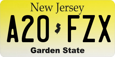 NJ license plate A20FZX