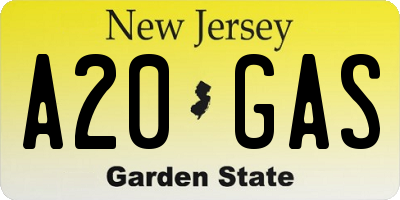 NJ license plate A20GAS
