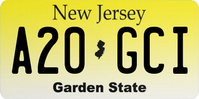 NJ license plate A20GCI