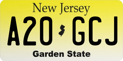 NJ license plate A20GCJ