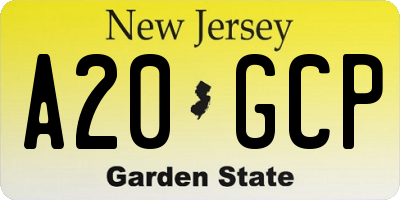 NJ license plate A20GCP