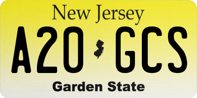 NJ license plate A20GCS