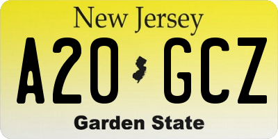 NJ license plate A20GCZ