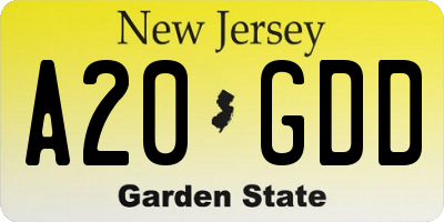 NJ license plate A20GDD