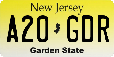 NJ license plate A20GDR