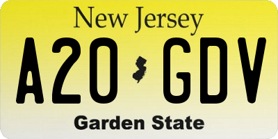 NJ license plate A20GDV