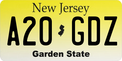 NJ license plate A20GDZ