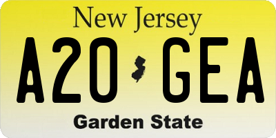 NJ license plate A20GEA