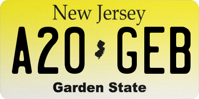 NJ license plate A20GEB