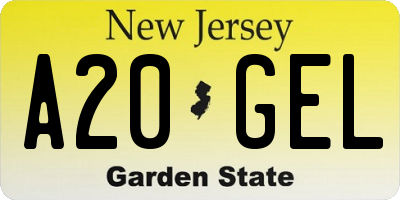 NJ license plate A20GEL