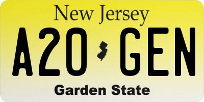 NJ license plate A20GEN