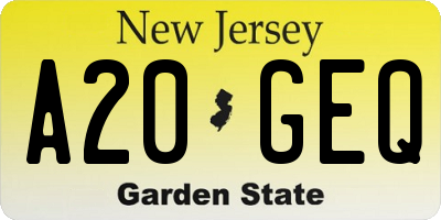 NJ license plate A20GEQ