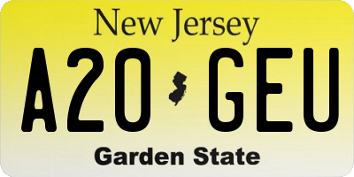 NJ license plate A20GEU