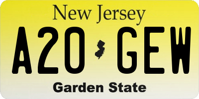 NJ license plate A20GEW