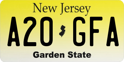 NJ license plate A20GFA