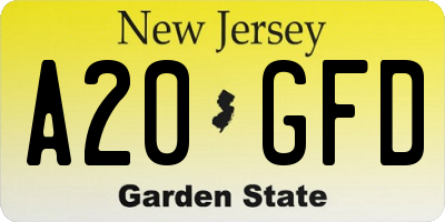 NJ license plate A20GFD