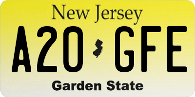 NJ license plate A20GFE