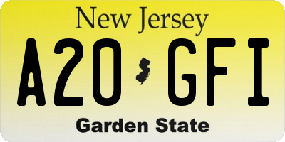 NJ license plate A20GFI