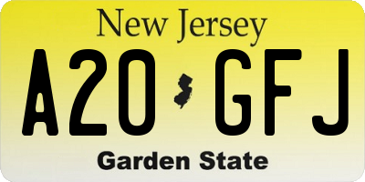 NJ license plate A20GFJ