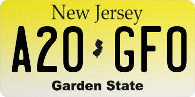 NJ license plate A20GFO