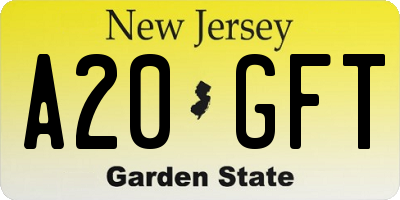 NJ license plate A20GFT