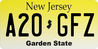 NJ license plate A20GFZ