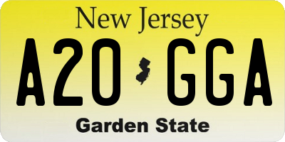NJ license plate A20GGA