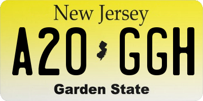 NJ license plate A20GGH