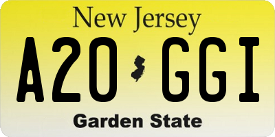 NJ license plate A20GGI
