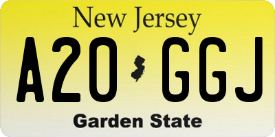 NJ license plate A20GGJ