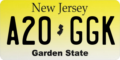 NJ license plate A20GGK
