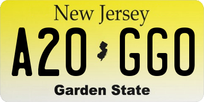 NJ license plate A20GGO
