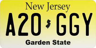 NJ license plate A20GGY