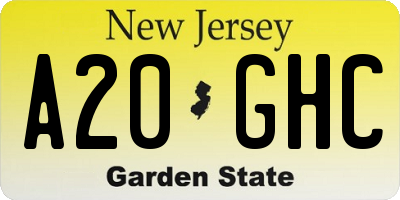 NJ license plate A20GHC