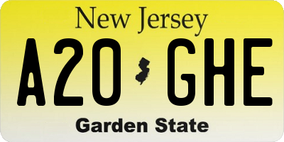 NJ license plate A20GHE