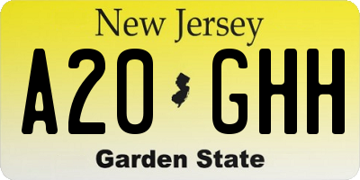 NJ license plate A20GHH