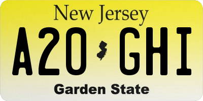 NJ license plate A20GHI