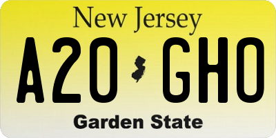 NJ license plate A20GHO