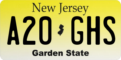 NJ license plate A20GHS