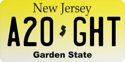 NJ license plate A20GHT