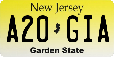 NJ license plate A20GIA